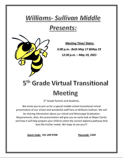 Virtual 5th Grade Transitional Meeting